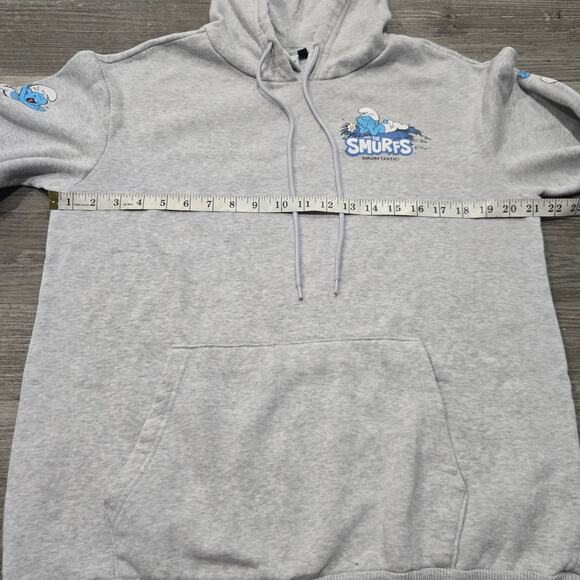 The Smurfs Smurftastic Gray Hooded Sweater Kangaroo Hoodie - Picture 6 of 8